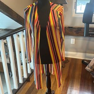 NWT Sheer striped duster rainbow of colors